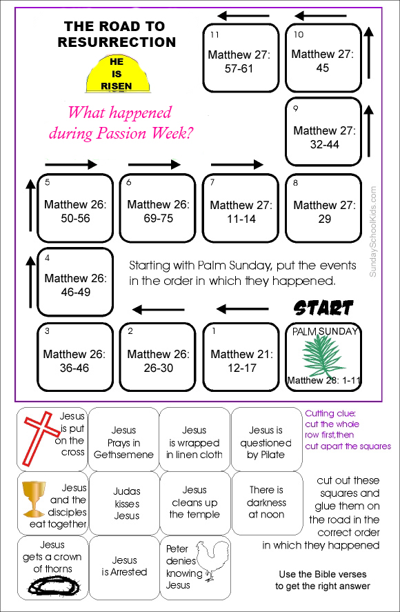 Activity Sheet for kids during Passion Week